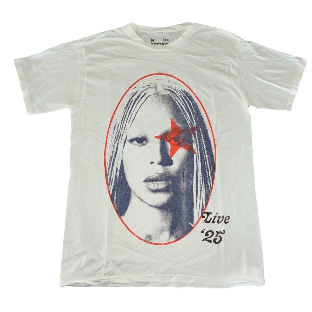 Beyonce YAYA Tee M White Cowboy Carter Tour‎ 2025 Merch NEW *flaw
